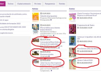 La obsoleta web del Ayuntamiento de Peñaranda: contenidos del 2016 y sin incluir siquiera los datos de la actual Corporación Local