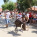 Niños y familias de Villoruela desafían al calor para disfrutar del encierro infantil y correr delante de los carretones