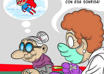 Paul Kiroga dedica su viñeta semanal a las nuevas vacunaciones que están recibiendo ya los mayores «superhéroes»