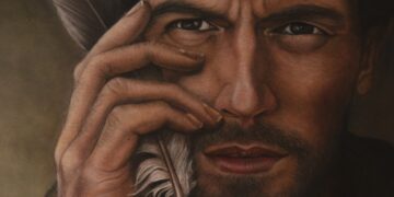 El artista macoterano José Ángel Nava expone dos de sus obras en la muestra «Spíritu» inaugurada este viernes en Teruel