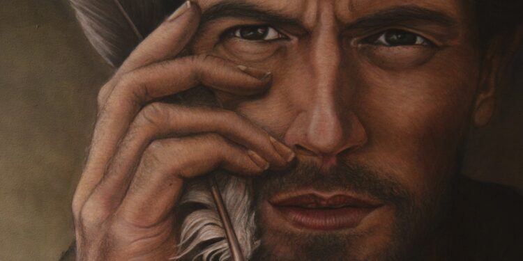 El artista macoterano José Ángel Nava expone dos de sus obras en la muestra «Spíritu» inaugurada este viernes en Teruel