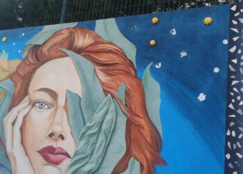 Balonazos y heladas causan importantes destrozos en el mural del parque La Huerta, en Peñaranda, creado el pasado verano