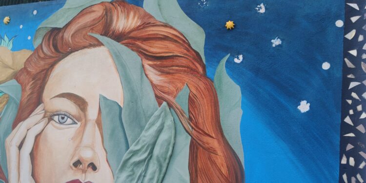 Balonazos y heladas causan importantes destrozos en el mural del parque La Huerta, en Peñaranda, creado el pasado verano