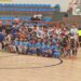 El Unionistas rinde un bonito homenaje al equipo Benjamín de fútbol sala de Peñaranda, campeón de los Juegos Escolares