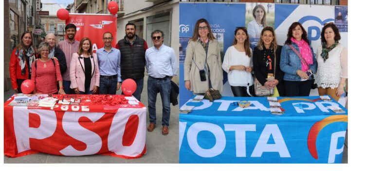 PSOE y PP apuran los últimos días de campaña con nuevas mesas informativas en el mercadillo semanal de Peñaranda
