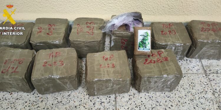 La Guardia Civil de Salamanca incauta 10,6 kilos de pastillas de hachís y detiene a un varón de 44 años en Pelabravo