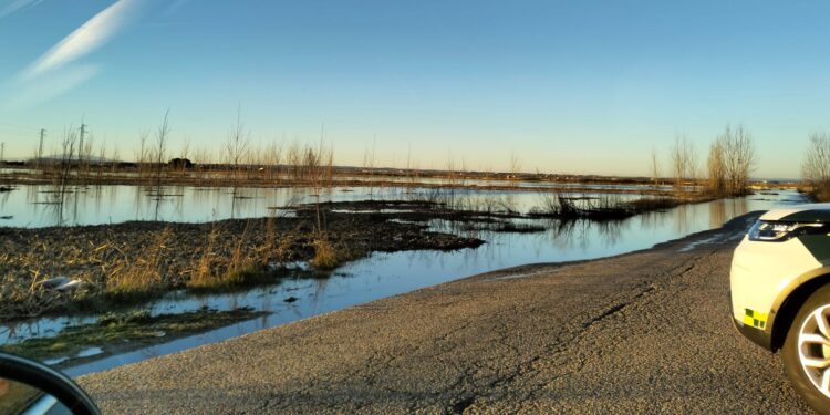 El desbordamiento del Tormes obliga a interrumpir el tráfico en la carretera que comunica Huerta con Santa Marta de Tormes