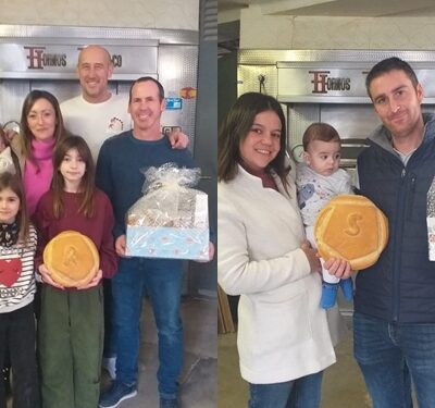 Samuel Sánchez y Raúl Jiménez, dos nuevos vecinos de Alaraz que nacen con un pan debajo del brazo regalado por Casa Inés