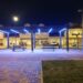 Nueva imagen para la plaza de las Culturas en Peñaranda con una pérgola de madera iluminada con led, bancos y papeleras