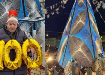 Villoruela elige al ganador del concurso de selfies junto al árbol navideño: el señor Pepe «Hache», centenario de la localidad