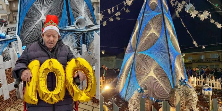 Villoruela elige al ganador del concurso de selfies junto al árbol navideño: el señor Pepe «Hache», centenario de la localidad
