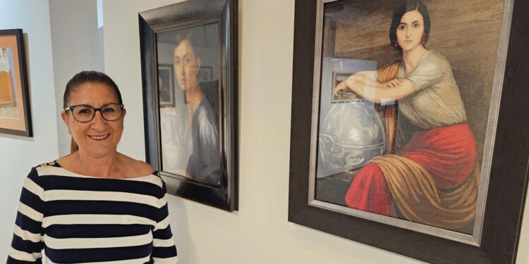 La macoterana Petra Madrid Zaballos expone en Peñaranda sus creaciones en la exposición «Aguja, punto-punto y cruz»