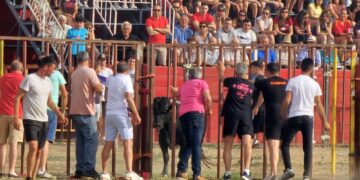 Tarde de capea popular en Villoruela con talanqueras y gradas llenas de vecinos y aficionados de otros pueblos de la comarca