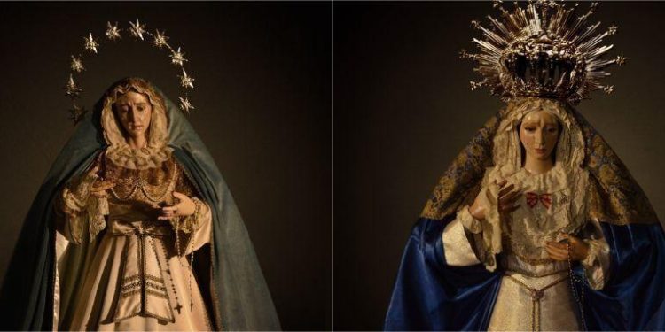 José Ángel Nava viste a la Soledad y a la Esperanza en Peñaranda para la inminente festividad de la Inmaculada Concepción