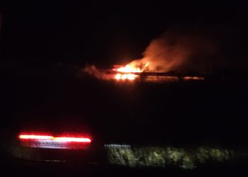 Bomberos del parque comarcal de Peñaranda intervienen en el incendio de un turismo en la A-50 en el término de Cantaracillo