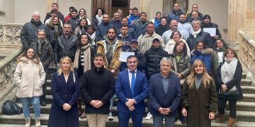 Los alumnos de la AFE de albañilería de Rágama reciben sus diplomas en un acto celebrado en la Diputación provincial