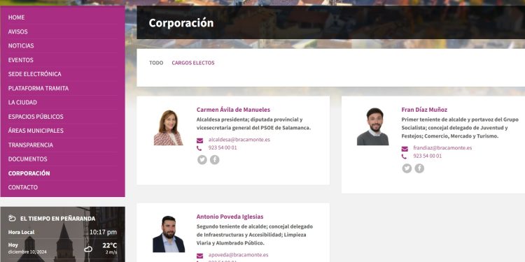 Sólo tres de los trece ediles que forman la Corporación Local de Peñaranda aparecen en la información de la web municipal