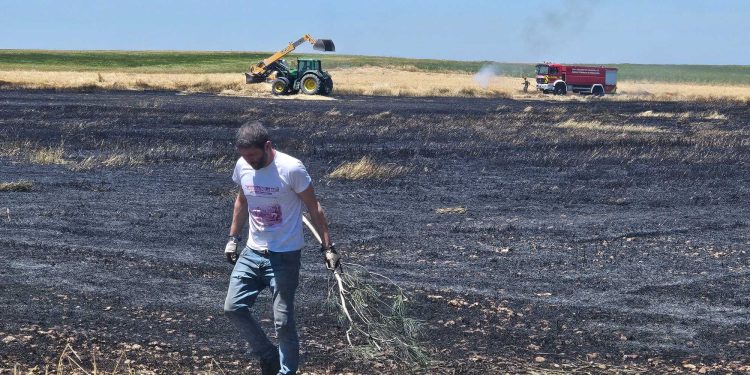 Primer incendio de la temporada en Nava de Sotrobal con una gran columna de humo visible desde varias zonas de la comarca