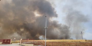 Un gran incendio en cultivos desata la alarma en Malpartida y es ya visible desde varias zonas de Alaraz e incluso Peñaranda