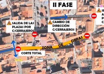 La céntrica calle del Carmen de Peñaranda, en obras desde el lunes: aceras más amplias y un tramo de un único sentido