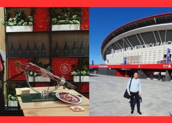 David Barbero, de Babilafuente a cortar jamón en el estadio Riyahd Air Metropolitano de Madrid cumpliendo así su sueño de niño