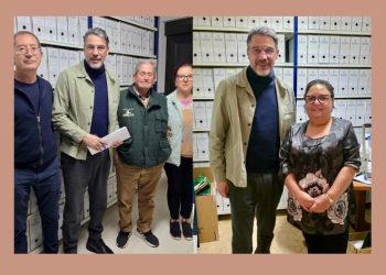 El diputado de Educación y Patrimonio Documental, Ángel Peralvo, visita los Archivos Municipales de Alconada y Villoruela