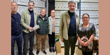 El diputado de Educación y Patrimonio Documental, Ángel Peralvo, visita los Archivos Municipales de Alconada y Villoruela