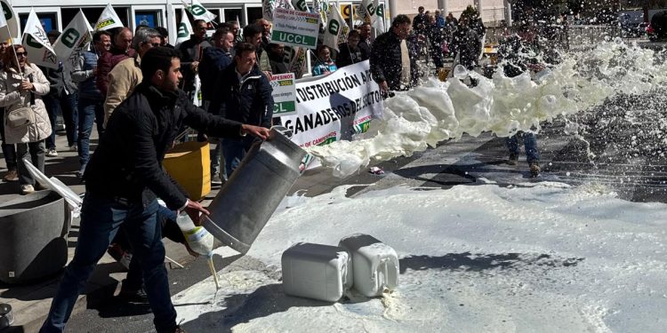 Ganaderos de vacuno de leche de Bóveda, Paradinas y Alaraz protestan en Salamanca por la bajada de precios en los contratos
