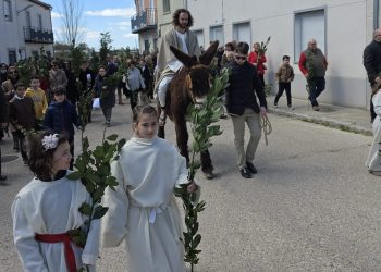 Paradinas de San Juan recibe con los ramos a su Jesús «de carne y hueso» y a lomos de un pollino hasta llegar a la plaza