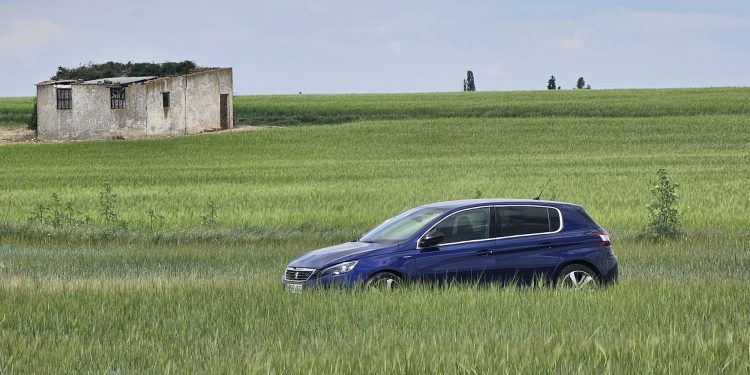 Salida de vía en la SA-801 en el término de Aldeaseca de la Frontera con un turismo que ha acabado en mitad de las tierras