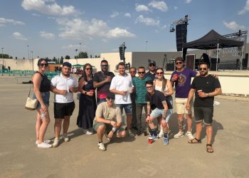 Miembros de la banda de la Hermandad de Cofradías de Peñaranda presencian en Zamora el I certamen de bandas Vulgo