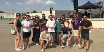 Miembros de la banda de la Hermandad de Cofradías de Peñaranda presencian en Zamora el I certamen de bandas Vulgo