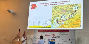 Peñaranda, representada por Fran Díaz en la presentación en Valladolid de la III edición de la Vuelta Ciclista a Castilla y León