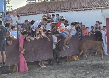 Nava de Sotrobal disfruta de una tarde de sol, emoción y algún susto en la capea celebrada en la plaza rectangular del Calvario