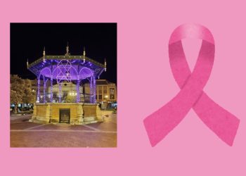 El emblemático templete de Peñaranda se tiñe estos días de color rosa con motivo del Día Internacional del Cáncer de Mama
