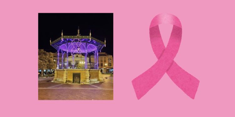 El emblemático templete de Peñaranda se tiñe estos días de color rosa con motivo del Día Internacional del Cáncer de Mama
